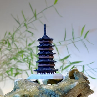 中式古建雷峰塔杭州西湖十景盆景假山微景观鱼缸园艺造景水陆缸