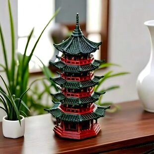 新年装饰中式古典仿真宝塔摆件客厅书房装饰品多层塔楼景观工艺品
