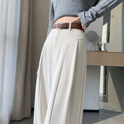 杏色西装阔腿裤女2025春季新款