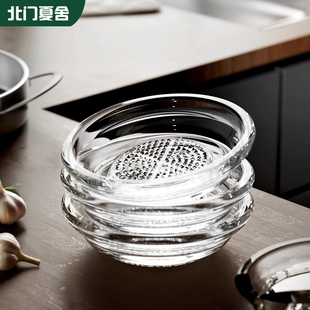 玻璃磨蒜器研蓉碟磨姜蒜泥神器家用研磨盘调味碟子小料味碟蘸料碟