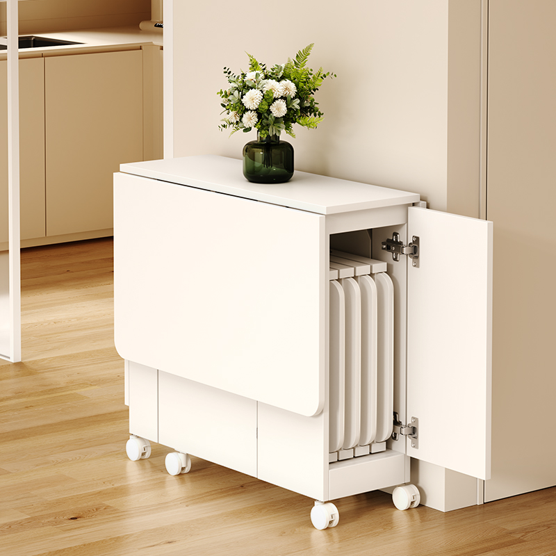 折叠餐桌小户型简易饭台厨房可移动饭桌柜门桌椅吃桌子家用折叠桌