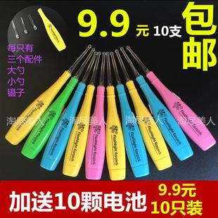 10支发光耳勺日本儿童专用手电夜光耳扒采耳带灯掏耳朵带灯挖耳勺
