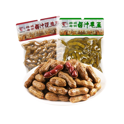 桦城老街水煮花生果408g卤汁多味五香盐水毛豆生即食带壳下酒菜