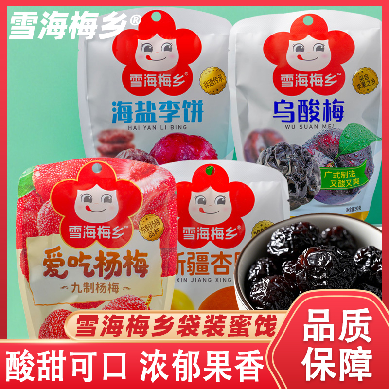 雪海梅乡蜜饯乌酸梅海盐李饼88g小零食果干果脯九制杨梅新疆杏脯