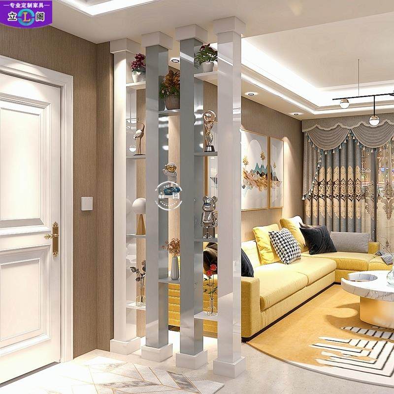 烤漆玄关实木柱隔断 双面 现代简约风水门厅柜组合 屏风 隔断 客