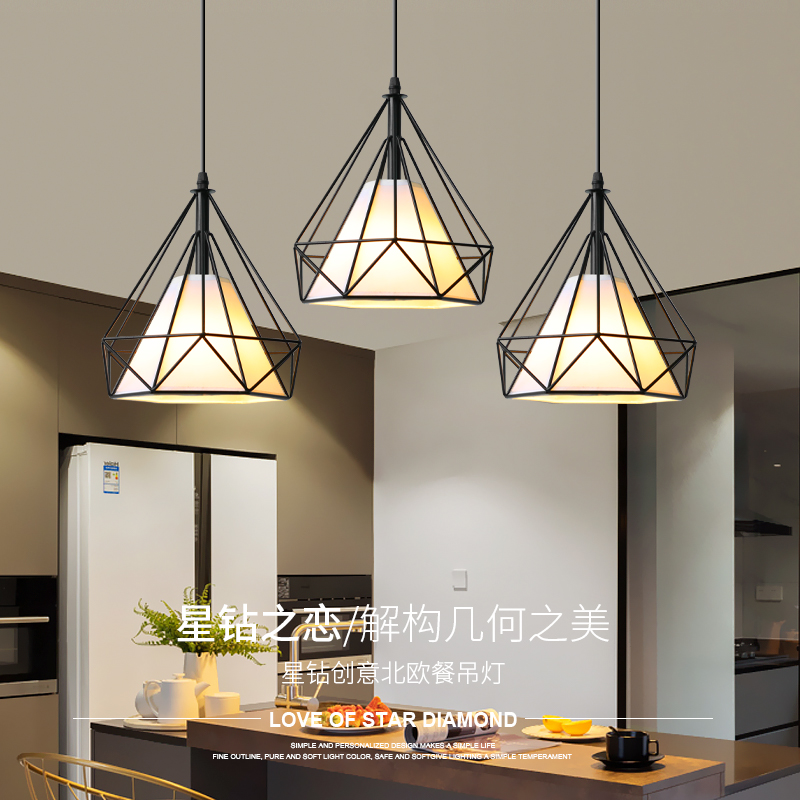 北欧餐厅吊灯三头吧台饭厅餐桌灯具创意个性卧室现代简约轻奢灯饰