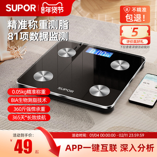 苏泊尔体重秤体脂秤家用精准充电子秤减肥专用人体秤标准称体重