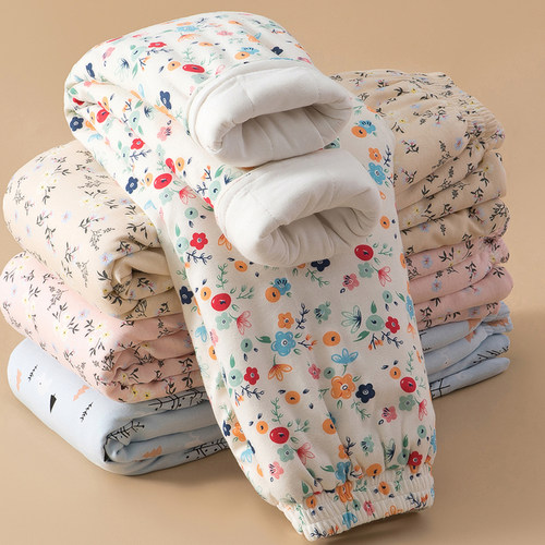 儿童纯棉花棉裤冬季夹棉保暖长裤