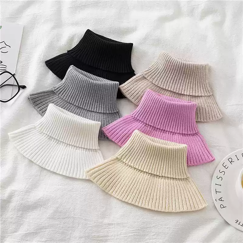 儿童假领子套头围脖百搭保暖护颈椎围巾弹力针织假领毛线高领脖套