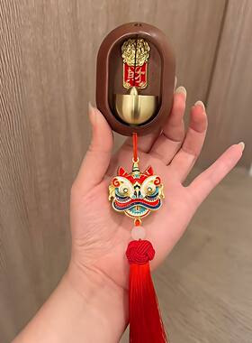 国风2027醒狮磁吸入户门铃中式招财实木铛新年春节装饰进门提醒铃