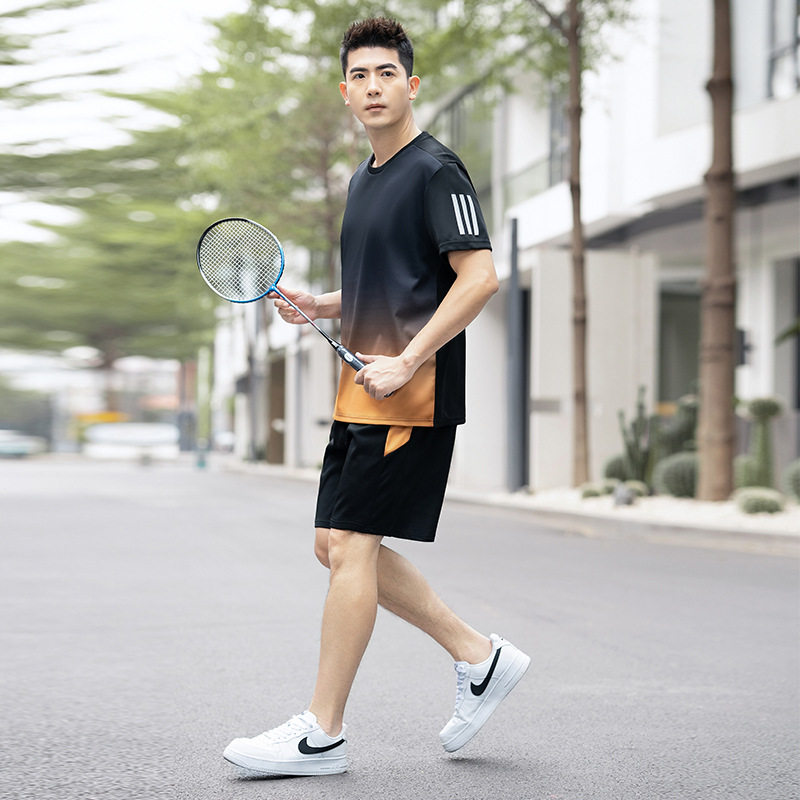 羽毛球服男款加肥加大码速干球衣短袖短裤运动套装跑步乒乓球服