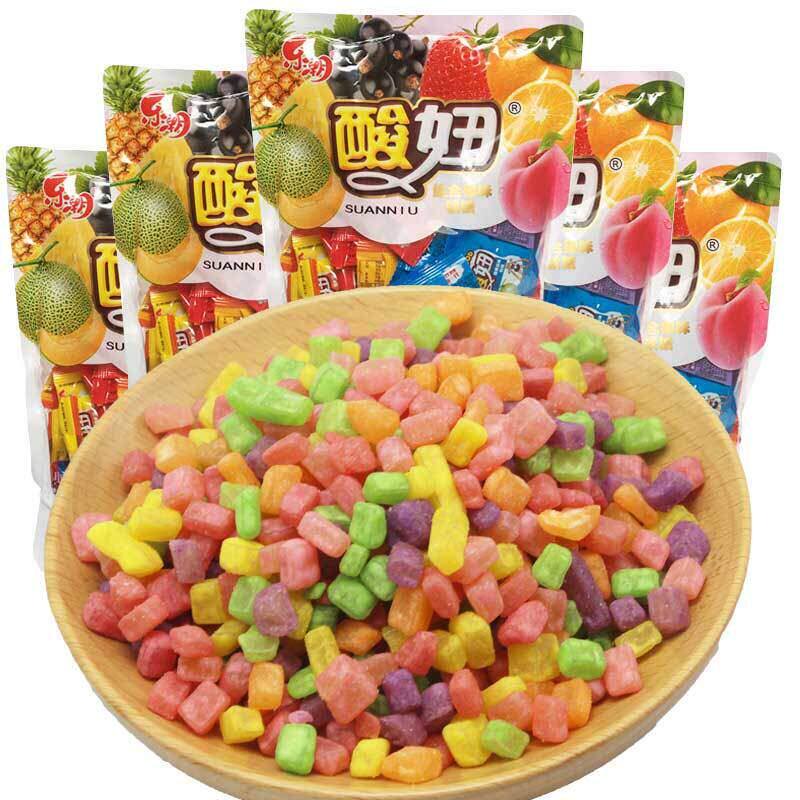 包邮乐潮酸妞水果味软糖橡皮糖粘牙糖80后怀旧接吻糖果大礼包