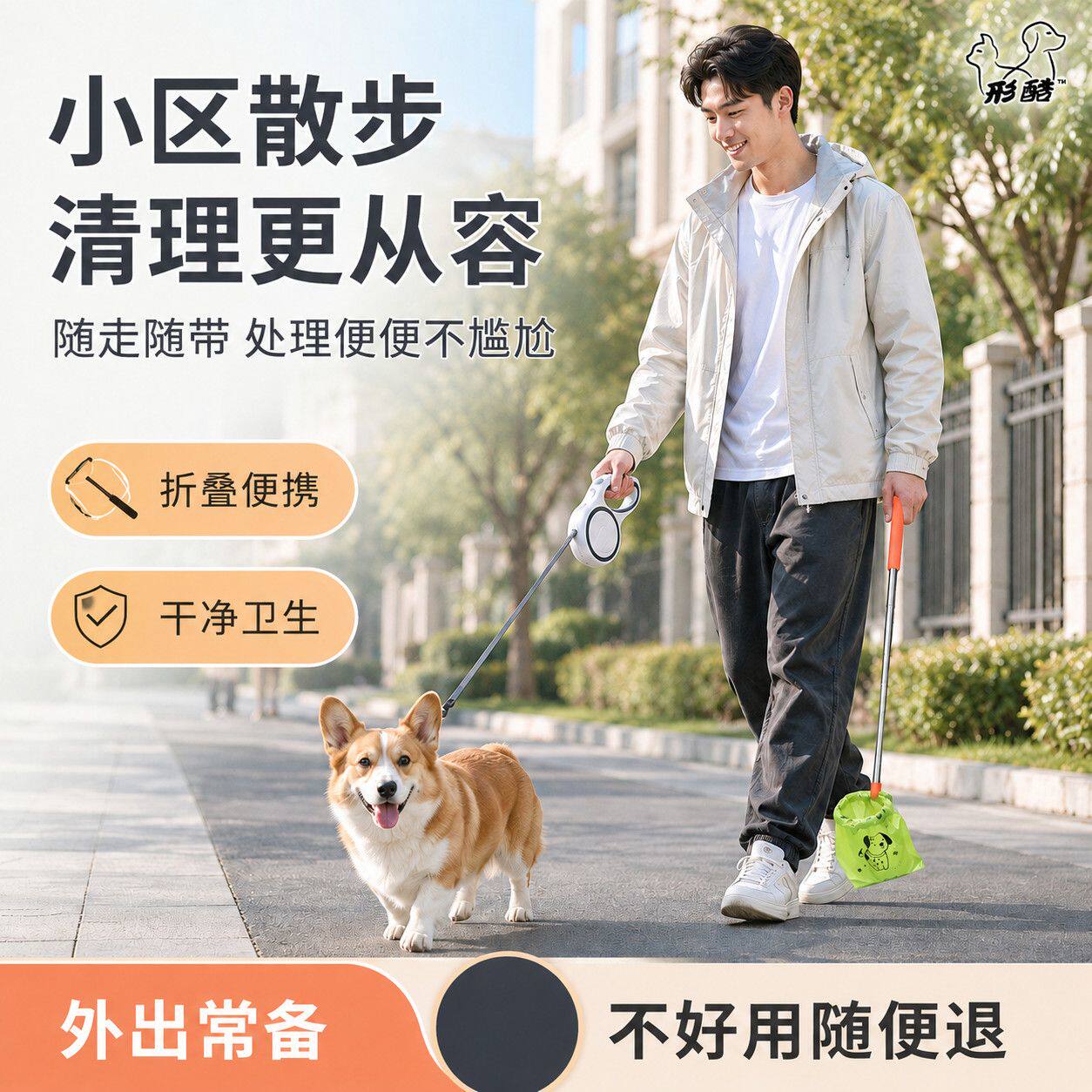 形酷狗狗外出捡便器捡屎