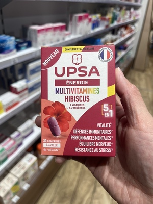 法国本土版VITAMINE  UPSA复合维生素加2种矿物质30片木槿花口味