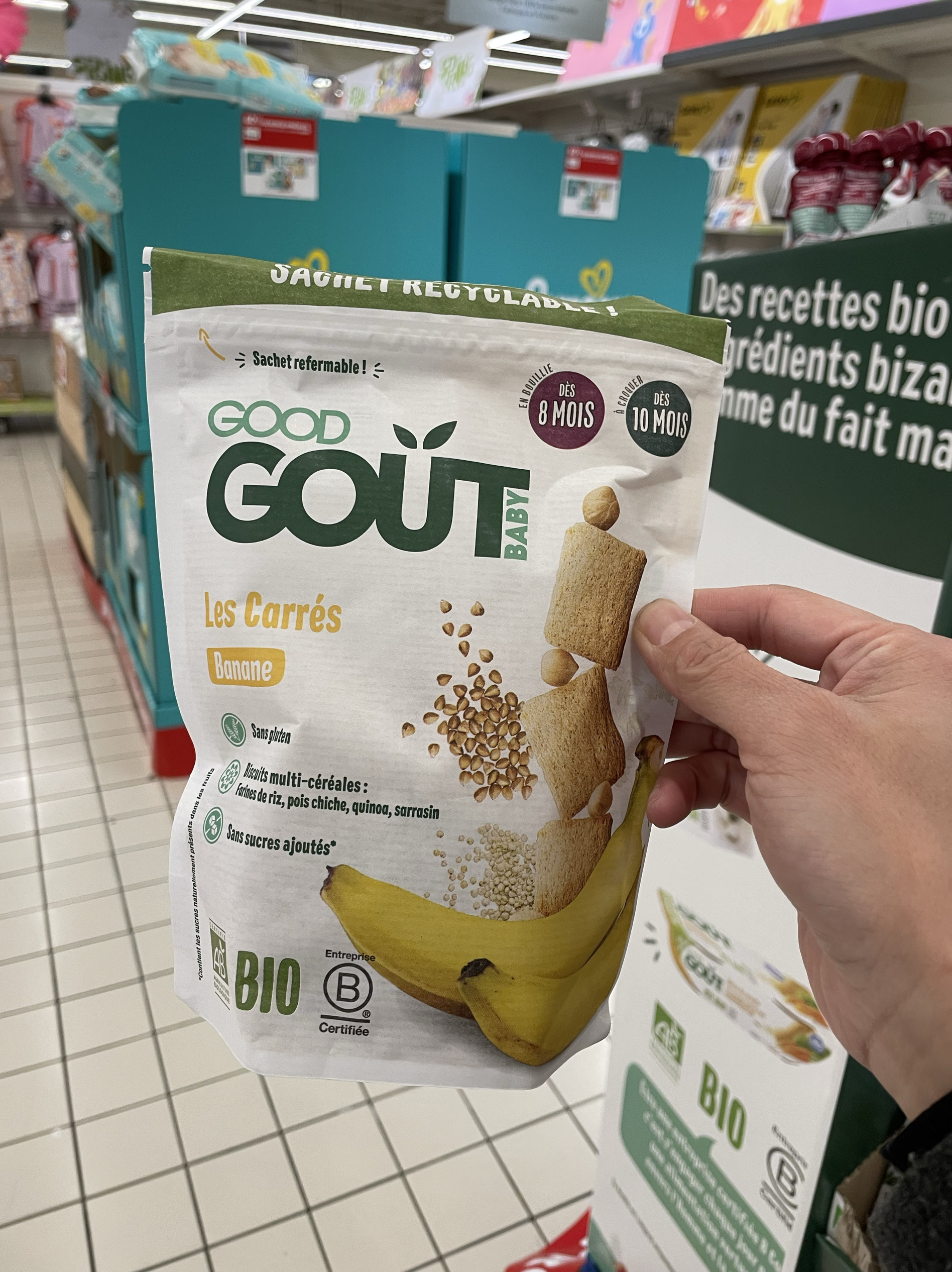 法国本土goodgout8个月以上有机婴儿辅食饼干宝宝磨牙棒米饼