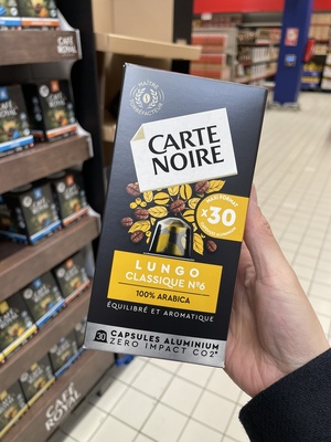 法国进口carte noire Lungo浓缩胶囊咖啡30粒168g