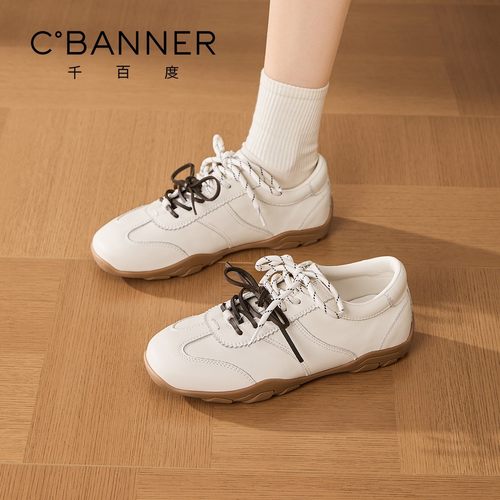 千百度复古德训女鞋春季软底百搭