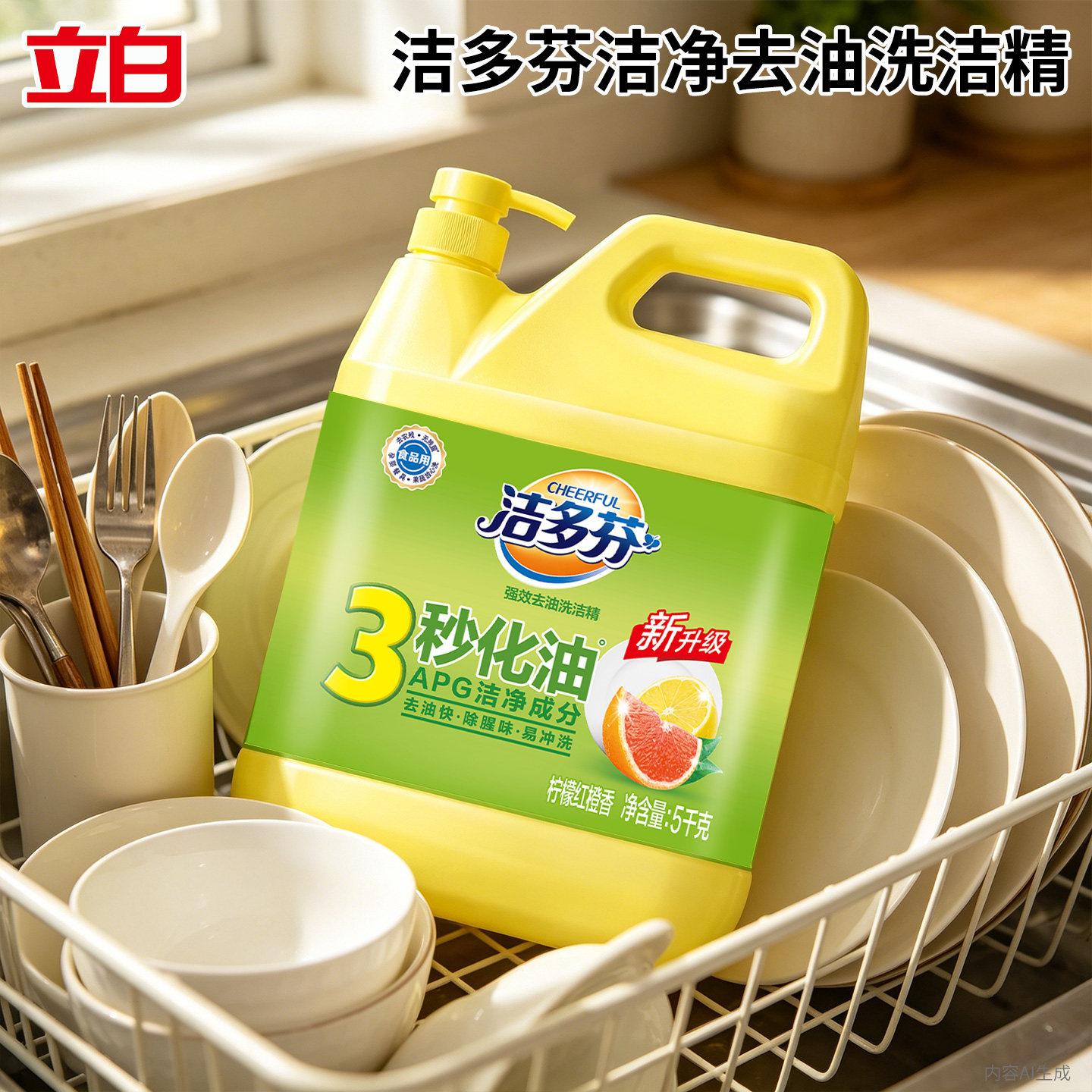 立白洁多芬家用洗洁精快速去重油去腥除味食品用不伤手洗涤剂正品