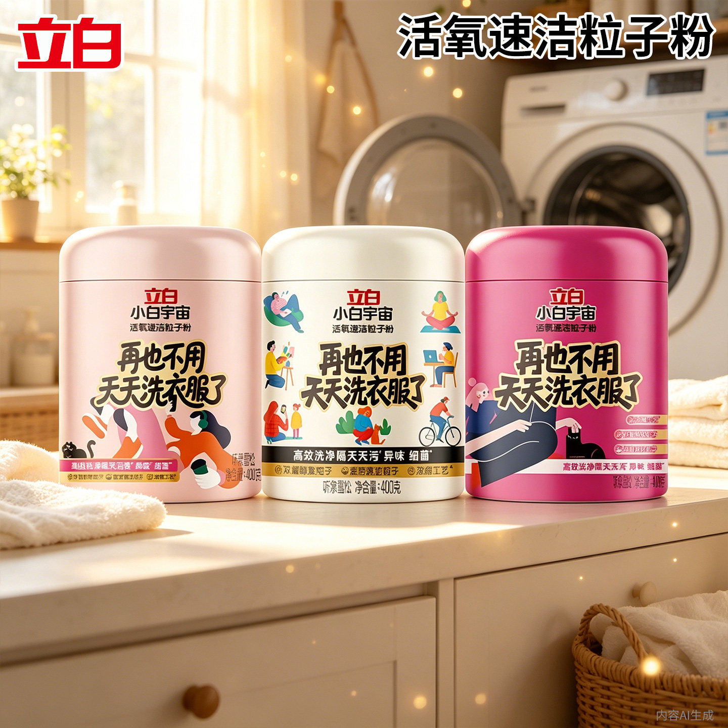 立白小白宇宙粒子洗衣粉活氧速洁衣服去污去油渍去霉斑家用爆炸盐