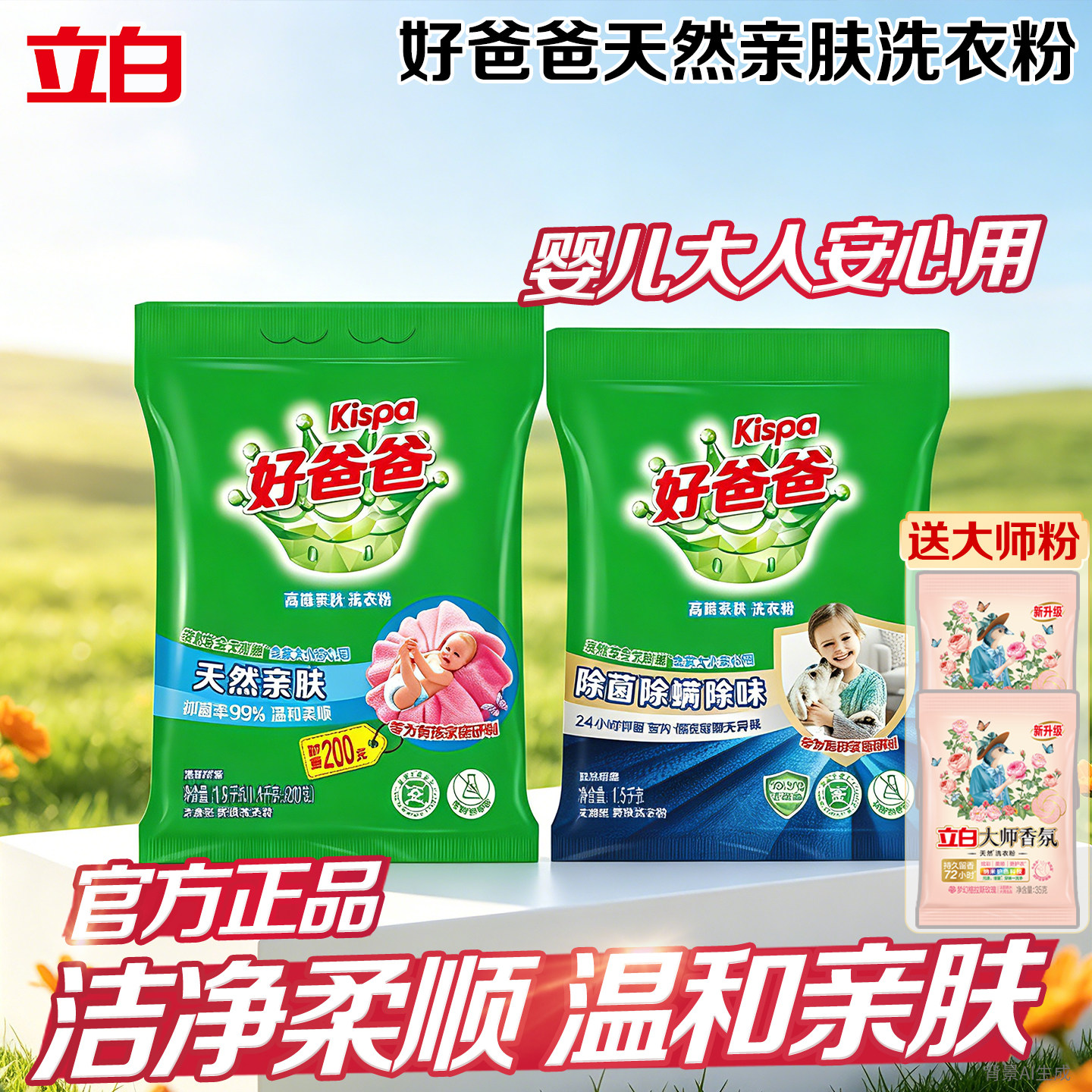 立白好爸爸洗衣粉除菌除螨除味儿童衣物专用洁净去渍抑菌官方正品