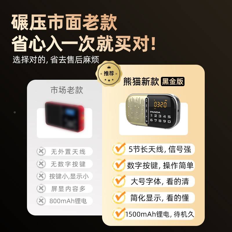 S复收音体机老人m专人小用2新款老广播f古迷你年0调29366频半导22