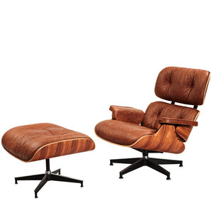 Eames伊姆斯躺椅/设计师单人沙发全真皮/带脚踏可旋转客厅休闲椅