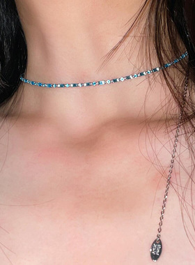 多巴胺彩色闪钻项链女轻奢时尚精