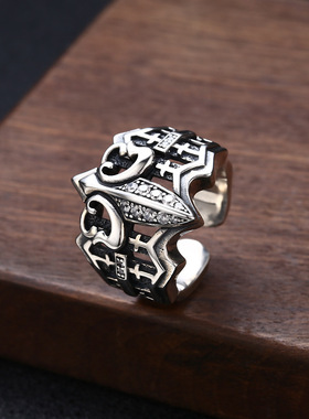 镀925银2025新款船锚镂空戒指食