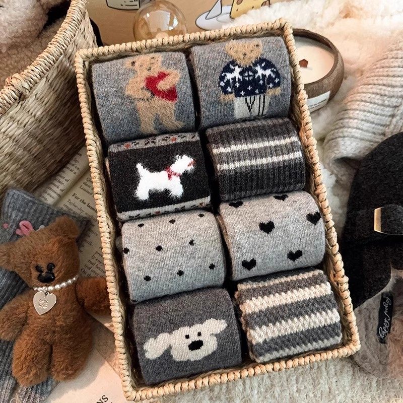 保暖可爱秋冬加厚小熊袜子女秋冬卡通中筒植绒复古中筒百搭,女士内衣/男士内衣/家居服,中筒袜,淘宝优惠券,粉丝福利购,淘宝优惠卷