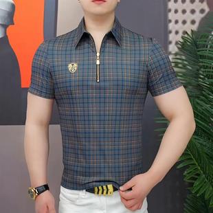 潮流修身 孟加拉男装 休闲半袖 洛华仕2025夏黄蓝格Polo衫 翻领帅 男士