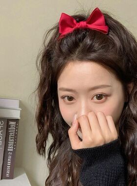 立体蝴蝶结发夹韩系小红书网红同款兔耳朵顶夹简约可爱少女头饰