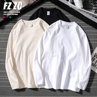 百搭打底衫 情侣装 宽松休闲上 T恤男女款 日系纯棉重磅230g圆领长袖