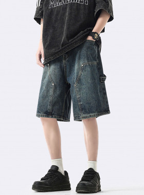A408-K62074*夏季新款复古水洗潮流五分牛仔短裤 P48-X69