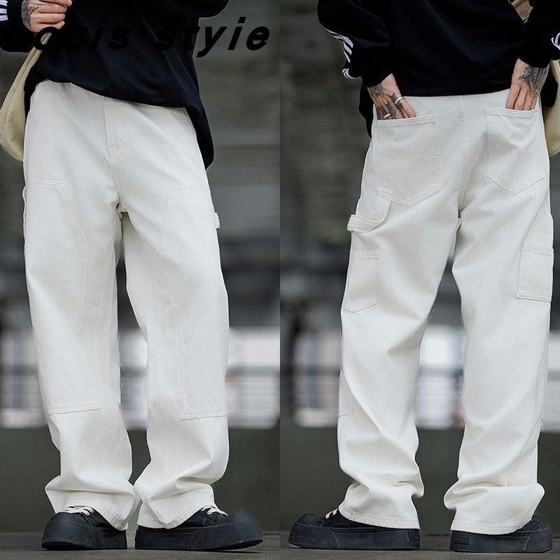 巴黎风潮牌美式复古工装牛仔裤