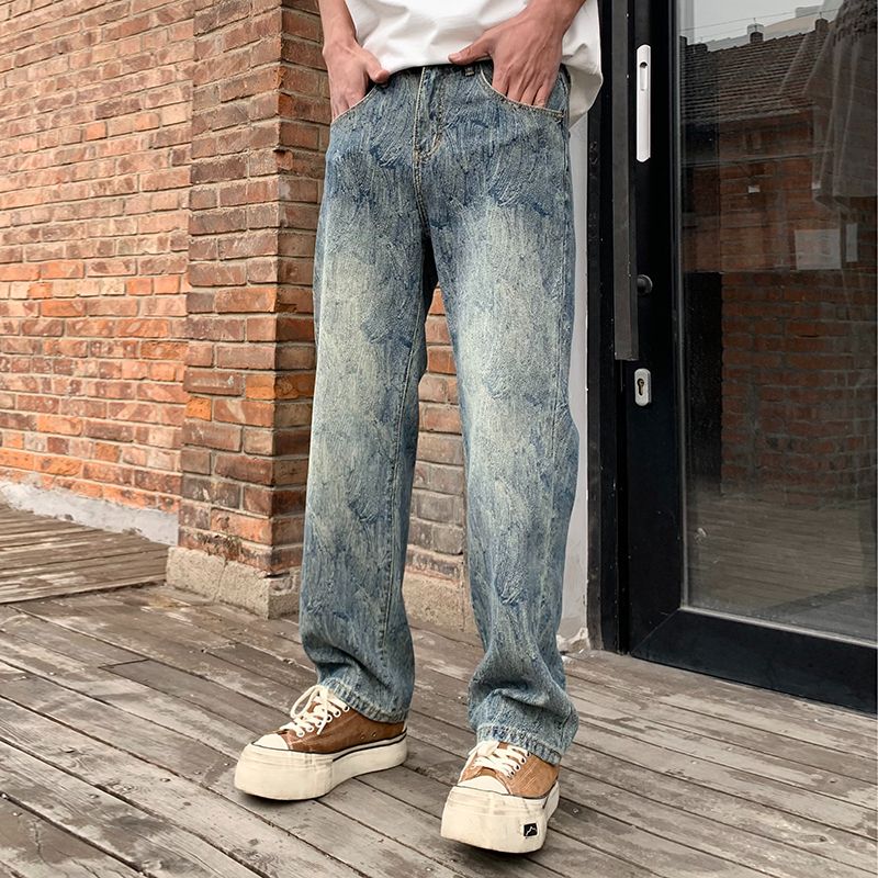 巴黎风潮牌美式复古牛仔裤