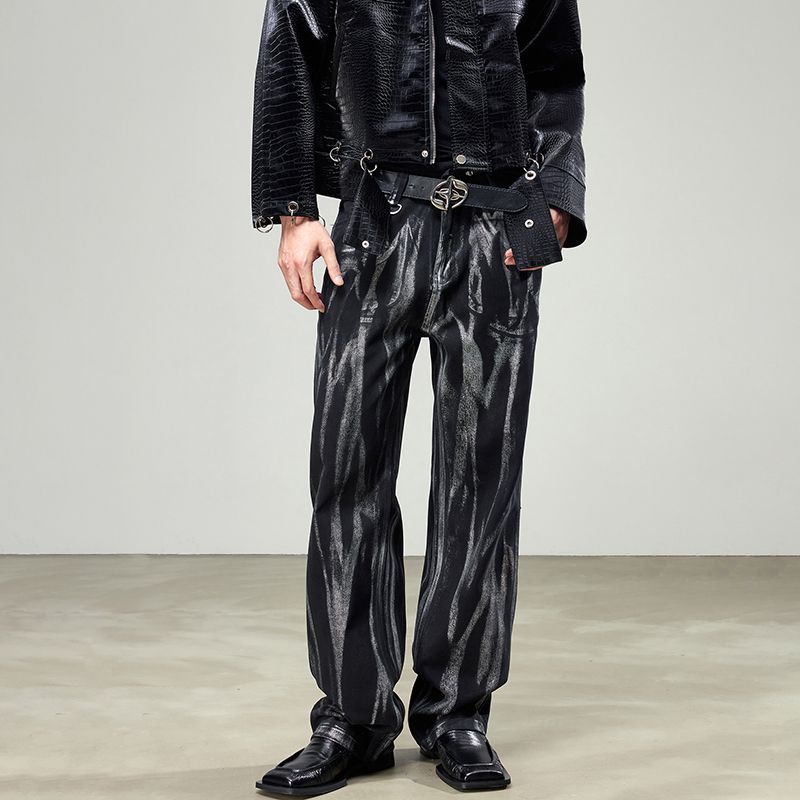 巴黎风潮牌美式复古牛仔裤