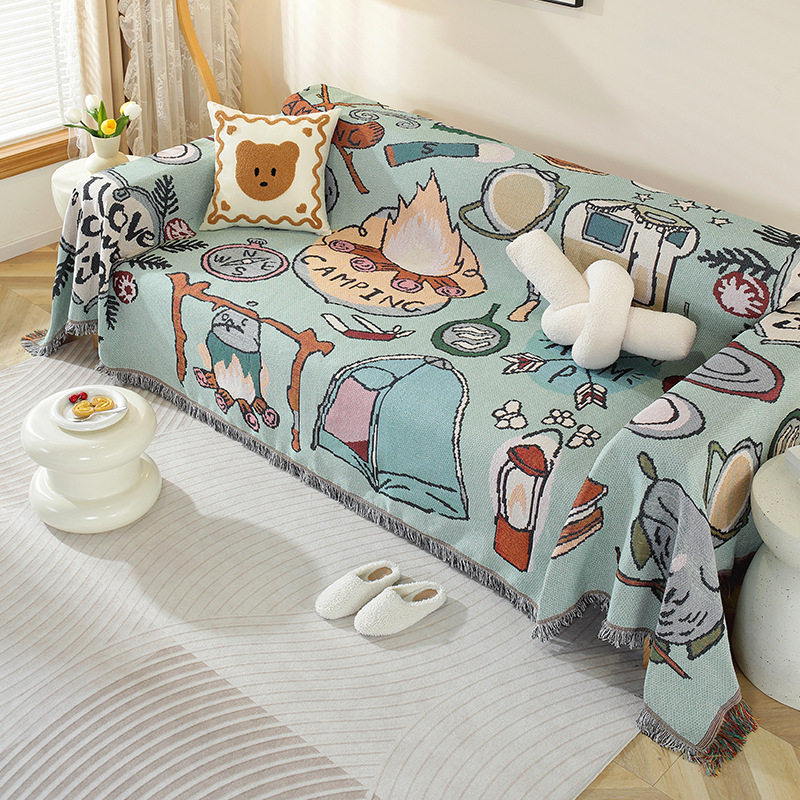 美式绿色火把沙发盖布巾毯装饰挂毯休闲盖毯沙发垫防滑防尘沙发罩,居家布艺,沙发垫,淘宝优惠券,粉丝福利购,淘宝优惠卷