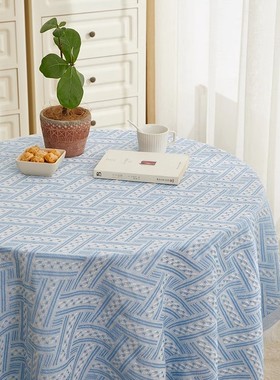 桌布轻奢高级感棉麻白色法式生日布置小圆桌长方形摆摊茶几布ins