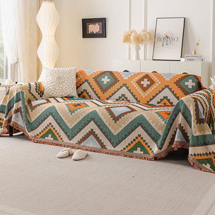 波西米亚沙发巾田园风全包四季通用防滑坐垫直排沙发套罩防尘全盖