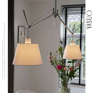 中古 Tolomeo可位移双头摇臂吊灯书房客厅餐厅餐桌高端羊皮纸灯具