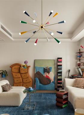 中古Sputnik彩色分子吊灯法式别墅挑空孟菲斯客厅灯卧室餐厅灯