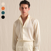 cultum桑蚕丝泡泡缎薄款 意式 手工一片领长袖 Acme 衬衫 男休闲衬衣