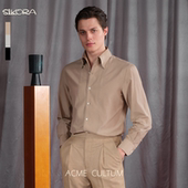Acme 衬衣 男休闲高级感修身 cultum桑蚕丝手工褶裥八字领长袖 衬衫