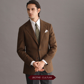半麻衬格纹定制西服男商务休闲西装 AC全羊毛半精纺冬季 厚款 单西