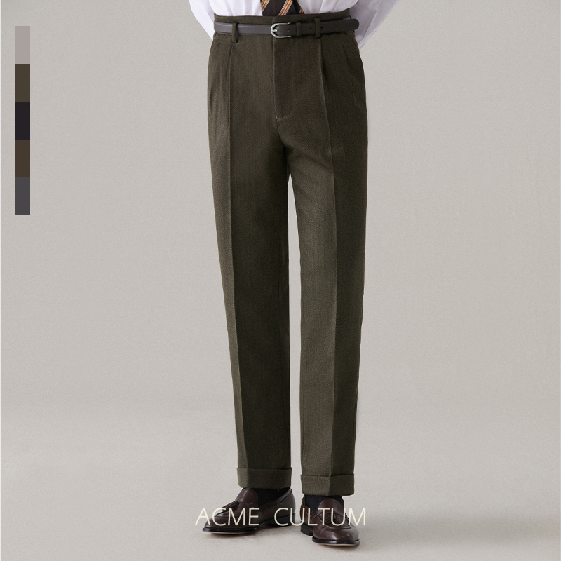 挺阔骑兵呢纯羊毛厚款好莱坞西裤