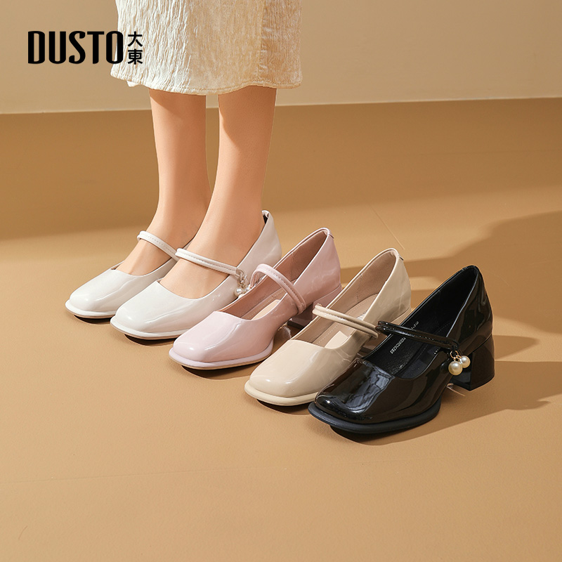 大东女鞋甜美复古玛丽珍鞋