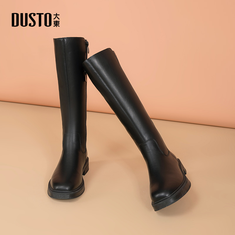 大东骑士靴时尚休闲粗跟侧拉链