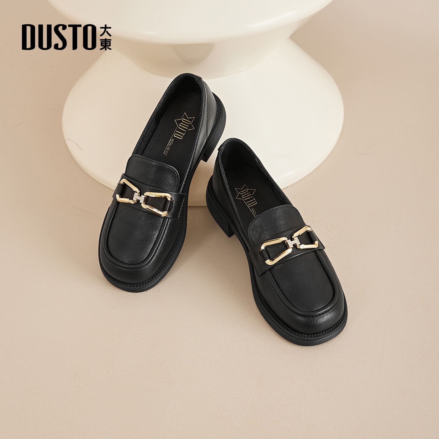 大东黑色乐福鞋2026春秋季新款女鞋英伦风软底小皮鞋休闲通勤单鞋