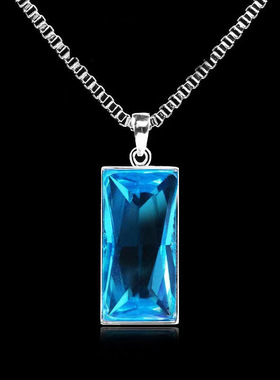 项链男女士款蓝色锆石吊坠挂饰个