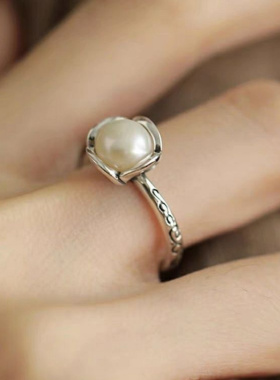 新款花纹花苞戒指女复古做旧小众